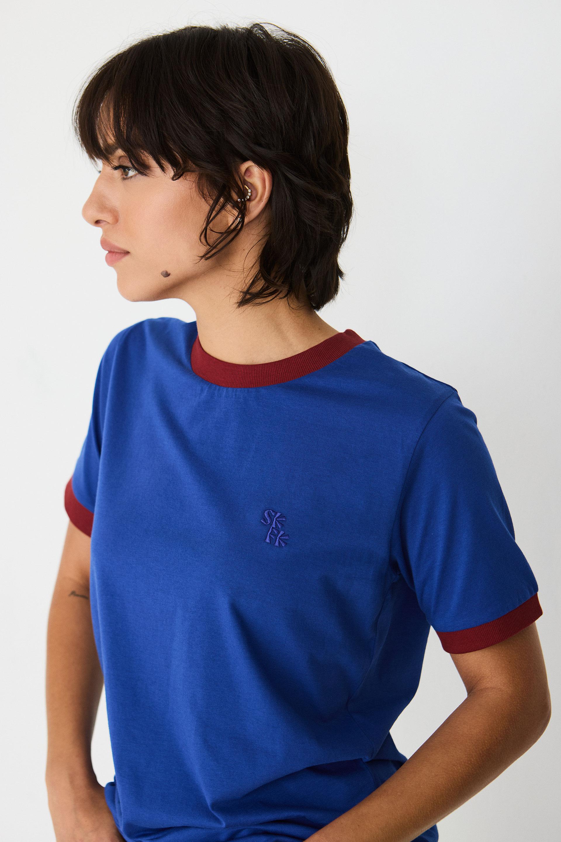 SKFK Neskur Blue GOTS T-Shirt Damen Bio Baumwolle blau